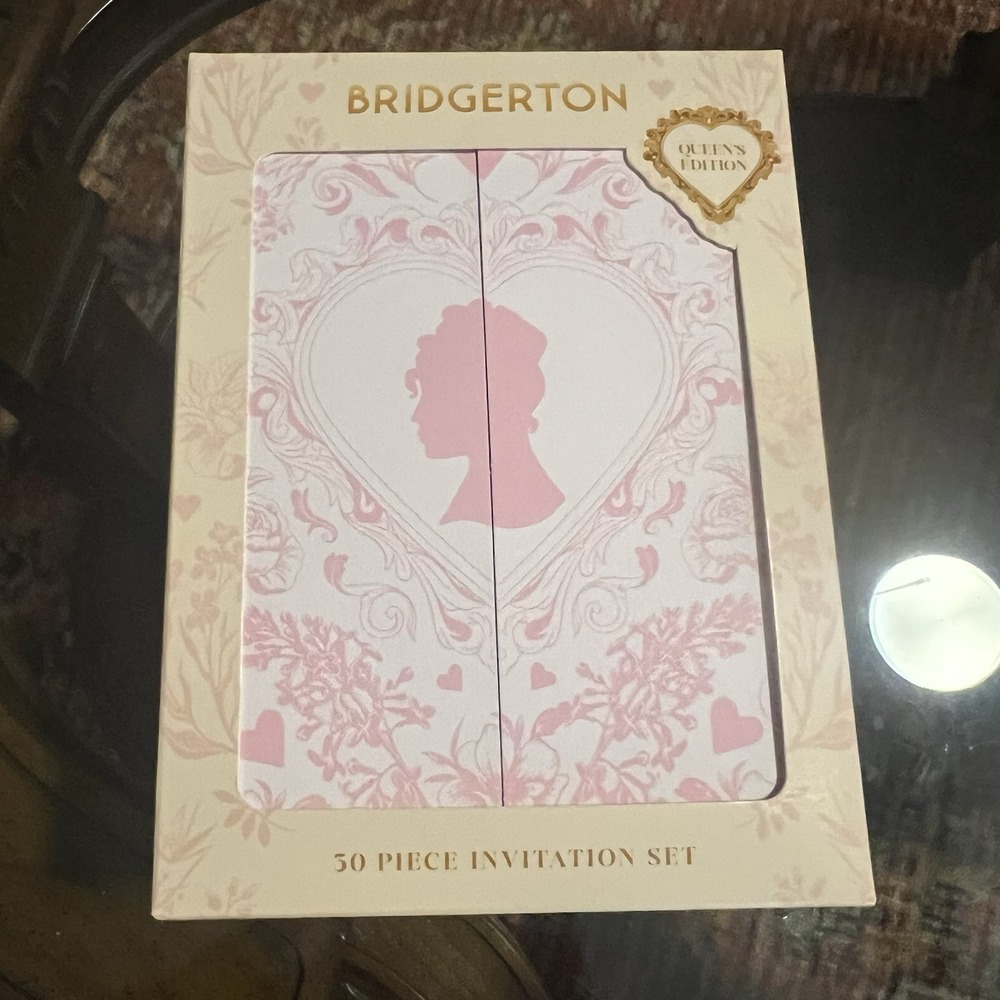 Bridgerton Pink & White Blank Invitation 6 ct Set Cards, Envelopes,Ribbon & Seal